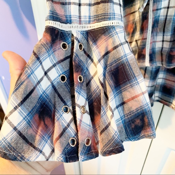 Seven7 Tie Dye Western Plaid Tie front Hi Lo Tunic with Fun Bell Sleeves Sz M - Picture 9 of 15